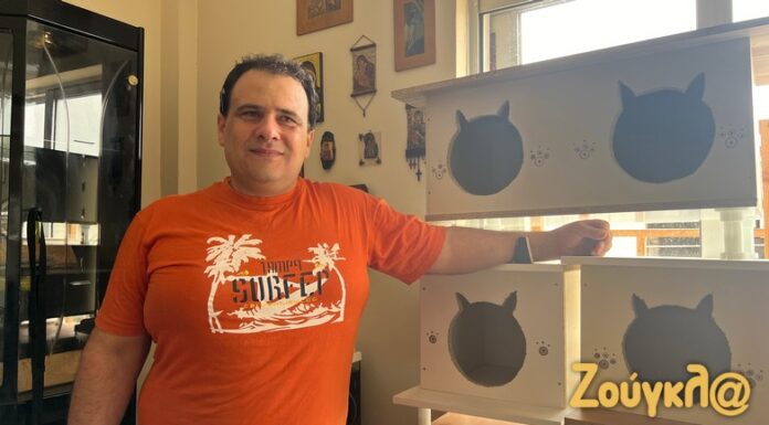 Ένα ζευγάρι ξυλουργών από το Περιστέρι φτιάχνει σπιτάκια για αδέσποτα ζωάκια